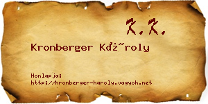Kronberger Károly névjegykártya